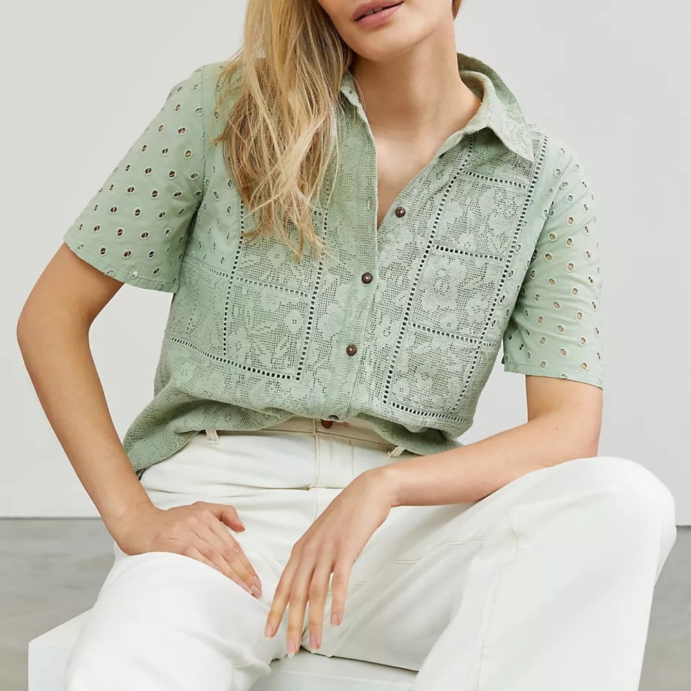 Anthropologie Forever That Girl Fern Buttondown L NWOT